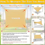 KANAGAWA Sun Shade Sail 16'x20' Sand Rectangle UV Block Canopy Awning Shelter Fabric Cloth Screen for Outdoor Patio Garden Backyard