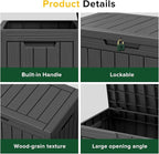 ROJIK Outdoor Storage Housing Deck Box - Waterproof Patio Furniture, Garden Tools, Cushions, Pool Accessories Storage Bench with Lockable Lid and Side Handles (Black, 45 Gal)