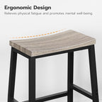 HOOBRO Bar Stools, Set of 2 Chairs, 23.6 Inch Saddle Kitchen Counter Stools With Footrests, Industrial for Dining Room, Kitchen, Counter, Bar, Greige and Black BG02MD01