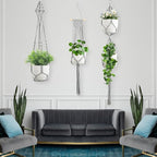 Macrame Plant Hangers, 6Pack Hanging Plant Holders Indoor w/ 6 Set Hooks Handmade Cotton Rope Plant Hangers Set Flower Pots Holder Stand Boho Home Decor Hanging Planters for Indoor Outdoor Plants