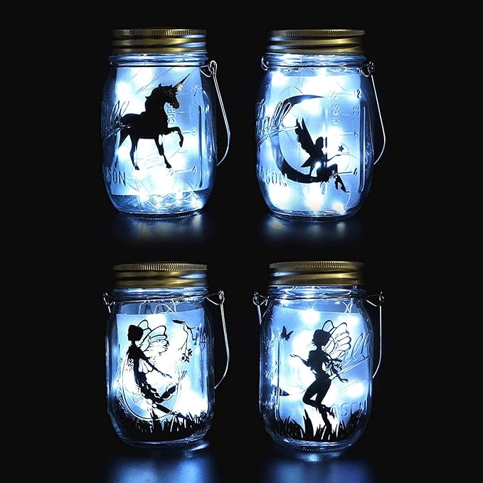 Solar Mason Jar Lid String Lights, 6 Pack, 30 LED Cool White
