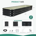 5 in 1 Galvanized Raised Garden Bed - 8x3x1ft (2Packs) Modular Planter Box Outdoor | Metal Raised Bed Kit with Bracing Rods for Gardening Vegetables Flowers Fruits Herbs (Dark Grey)