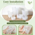 Self Watering Pots for Indoor Plants with Deep Reservoir and High Drainage Holes for Outdoor Plants and Flowers, Bare Root Planter(4.72'', 5.91'', 7.09'',Clear,6 Pcs)