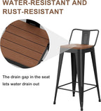 HAOBO Home 24" Outdoor Barstools Patio Stool Metal Bar Stools Set of 4 Counter - Image 4