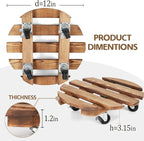 2 Pack Plant Stand with Wheels, Plant Caddies with 360° Lockable Smooth Sliding Wheels Durable Sturdy, Outdoor/Indoor Heavy Duty Rolling Plant Stand for Plant Pot,Flower Pot (12" Dark brown)