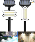 Solar Spot Lights Outdoor, 3 Lighting Modes Landscape Spotlights, IP65 Waterproof Solar Powered Outdoor Lights for Outside Garden Yard Pathway, Cool White, 2 Pack