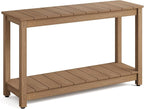 Stoog All-Weather Patio Console Table, 2-Tier Outdoor Table with Adjustable Feet, Never Fade or Rot, for Backyard, Deck, Entryway, and Garden, Teak