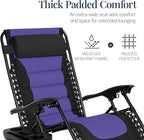 Best Choice Products Oversized Padded Zero Gravity Chair, Folding Outdoor Patio Recliner, XL Anti Gravity Lounger for Backyard w/Headrest, Cup Holder, Side Tray, Polyester Mesh - Black/Purple
