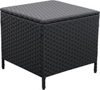 Outdoor Wicker Storage Side Table, Patio Black PE Rattan End Table with Storage, Square Container for Furniture Covers, Toys, and Gardening Tools