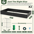 DTIG Galvanized Raised Garden Bed with Trellis, 6×3×1 FT 2 Pack Outdoor Garden Bed, Upgraded 4×3 Support, Black