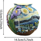 TOZLU Picasso Brutalist Beauty Face Flower Pot Ornaments Flower Pots Head Planter Pots Container Colorful Face Art Resin Flower Pot (Starry Night Flower Pot)