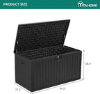 YITAHOME 150 Gallon Large Deck Box with Side Handles, Outdoor Double-Wall Storage for Patio Furniture Cushions, Garden Pool Accessories, Waterproof & Lockable