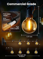 Brightown 38FT Solar String Lights Outdoor with Remote and 16 LED Shatterproof Bulbs, Dimmable & Timable, 3 Light Modes, Solar Patio String Lights Outdoor for Cafe, Garden, Deck, Outside Wedding