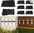 8-Pack Solar Fence Lights, Up & Down Lighting, 50LM/25LM 4 Modes (3000K/6500K), IP65 Waterproof, 1200mAh Battery, Screw/Adhesive Mount for Garden Wall Path Deck