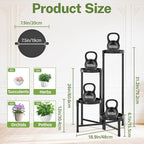iDavosic.ly Plant Stand Indoor Outdoor, 4 Tier Corner Metal Flower Display Holder Shelf, Easy Assembly Folding Tall Orchid Rack for Patio Balcony Porch Garden Living Room House, Black