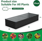 Vengarus 8x2x1FT (2 Pack) Galvanized Raised Garden Bed Kit, Outdoor Metal Planter Box for Vegetables, Rectangular Steel Container, Easy Assembly (Black)