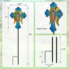 Solar Cross Garden Stake Lights for Outdoor Garden,Cemetery,and Yard Decor,Angel Wings Cross Solar Christmas Lights Outdoor,Memorial Gifts Angel