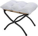 15"(H) Folding Ottoman, Foldable Footrest Stool, Portable Small Foot Stool for Couch, Collapsible Foot Rest Ottoman for Sofa, Accent Padded Ottomans for Living Room, Bedroom, Stripe Grey