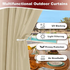 HolidayIdeas Grommet Outdoor Curtains for Patio Waterproof 8 Pcs All Weather Balcony Outside Curtains for Apartments, Gazebo, Pergolas, Porch, 54x120 Inch, Cream