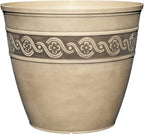 Classic Home and Garden Corinthian Resin Flower Pot Planter, Ivory Ash, 8"