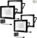 4Pack LED Flood Light Outdoor,250W LED Work Light 25500lm with 6FT US Plug,IP66 Waterproof Exterior Security Lights,6000K Daylight White Outside Floodlights Slim Design for Playground Yard