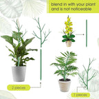 10 Pack Plant Support Stakes for Indoor Plants, 27.56 Inch Twig Plant Sticks with Orchid Clips Twist Ties and Plant Ties for House Potted Plants and Flower, Plastic Branches Support Structures, Green