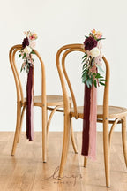 Artificial Flower Aisle Pew Markers 8 Pcs Marsala Blush Wedding Decor