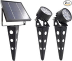 Legacy Mini 50X Twin Solar-Powered Spot Lights LED Spotlight Flag Pole Light (Warm White LED) for Outdoor Garden Yard Landscape Uplight Downlight, Waterproof, Black Finish