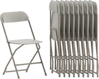 Flash Furniture Hercules Series Plastic Folding Chairs for Parties and Weddings, Stackable Commercial Event Seats, Set of 10, Beige