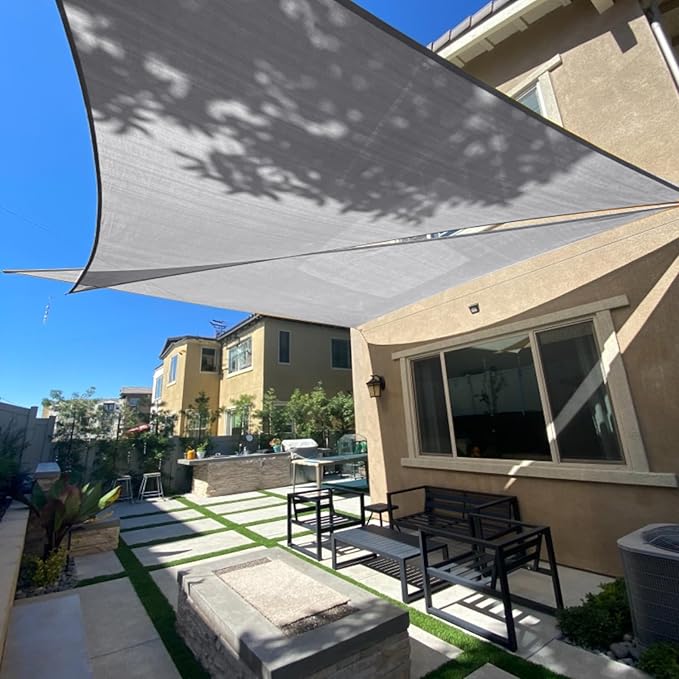 SUNLAX Sun Shade Sail 20' x 20' x 20' Silver Grey Triangle Canopy Sail Shade Cover UV Block Permeable Sunshade Outdoor for Patio Backyard (We Make Custom Size)