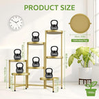 iDavosic.ly 7 Tier Large Plant Stand Indoor, 10 Inch Wide Tall Corner Metal Plant Stands Outdoor for Multiple Plants, Folding Tiered Flower Display Holder Rack Shelf, Gold
