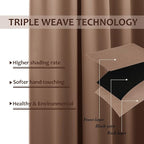 NICETOWN Bedroom Curtain 84 inches Long, Thermal Insulated Light Blocking Rustproof Grommet Blackout Indoor/Outdoor Patio Shades for Living Room/Cottage, 1 Panel, W52 by L84, Tan