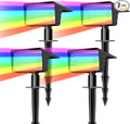 Solar Spot Lights Outdoor with 7 Lighting Modes RGB, 4 Pack Solar Color Changing Lights IP68 with 29 LED & Auto On/Off, Multicolor Outdoor Lights for Outside, Garden, Yard(Multicolor)