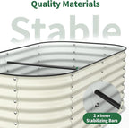 Kesfitt Raised Garden Bed Outdoor, Galvanized Steel Metal Raised Bed Planter for Vegetables, 24-Inch Deep Open Bottom Backyard Garden Bed 6x3x2 ft, Pearl White