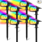 Sucolite 8-Pack Solar Spot Lights Outdoor Waterproof IP65, 3 Lighting Modes 2-in-1 Solar Landscape Spotlights for Yard, 59 LED Solar Powered Wall Lights for Garden Pathway Driveway Walkway, Multicolor