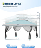 Canopy Tent 13x13 ft, Pop Up Gazebo One-Push Setup with 4 SandBags for Backyard Parties and BBQs, Mosquito Netting & Height Adjustable - Lake Blue