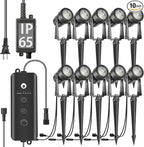 SUNTHIN Outdoor Landscape Lighting with Dusk to Dawn Sensor Controller, 10 Pack
