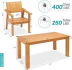 ZHUSI Patio Table and Chairs Set, Outdoor Table and Chairs,HDPE Outdoor Dining Set with Umbrella Hole for Backyard, Poolside, Porch 4 Armchairs
