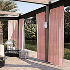 SpaceDresser Waterproof Outdoor Sheer Curtains for Patio - 2 Panels Rod Pocket Indoor Voile Sheer Curtain for Living Room,52W x 96L inch, Blush