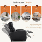 Sweetcrispy Recliner Chair PU Leather Recliner Sofa No Massage, Home Theater Seating with Lumbar Support, Adjustable Push Back Overstuffed High-Density Sponge Reclining for Living Room, Black