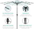 Best Choice Products 10ft Solar Polyester LED Lighted Patio Umbrella w/Tilt Adjustment and UV-Resistant Fabric