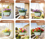 Hanging Planter for Indoor Plants, 10 Inch Self-Watering Hanging Planters with Drainage Holes and Chain, Set of 2 Outdoor Hanging Pots for Garden Home
