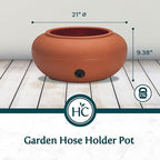 The HC Companies 21" Plastic Garden Hose Pot 21"x21"x9.38" Holds Hoses 75-100 ft in Clay Color