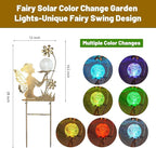 HONGLAND Solar Lights Fairy Garden Decor for Outside,Fairy Figurine Decorative Stake Housewarming Gifts for Patio Lawn Yard Pathway Outdoor Decor-Unique Valentines Day Gifts for Women Mom Grandma