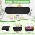 Riare 4 Pack 24 Inch Black Fabric Window Box Liners- Felt Square Trough Planter Basket Liners Replacement, Non-Woven Hanging Flower Plant Box Liner for Outdoor Plants Garden Fence- Avoid Birds Nesting