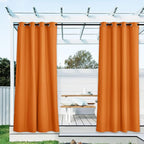 NICETOWN Canvas Outdoor Curtains for Patio Waterproof Set of 2, Rustproof Grommet Privacy Protect Decorations for Pool, Pergola, Arbor0 (Orange, W55 x L108)