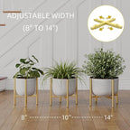 Plant Stand Indoor for 2 Height Options ,Mid Century Modern Outdoor Planter Holder,Corner plant stand Capacity of 160LB for 8 to 14 Inch Pots Golden with Round Plate 2 Pack
