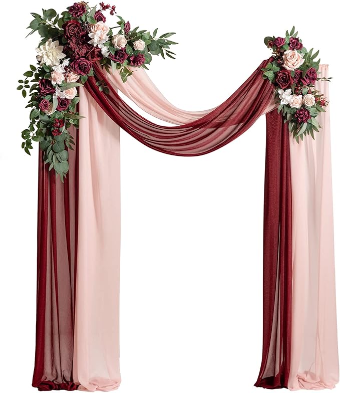 Artificial Flowers Wedding Arch Kit, Blush and Marsala, 4 Piece Set