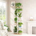 Bamworld Tall Plant Stand Indoor, 7 Tier Plant Shelf for Multiple Plants, Tiered Flower Pot Stands for Patio Garden Balcony Living Room Bedroom, White