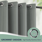 Patio Curtains Outdoor Waterproof - 6 Panels Privacy Weatherproof Outside Curtains with Grommets for Pergola, Gazebo, Porch, Cabana, Balcony, 54 x 95 Inch, Grey